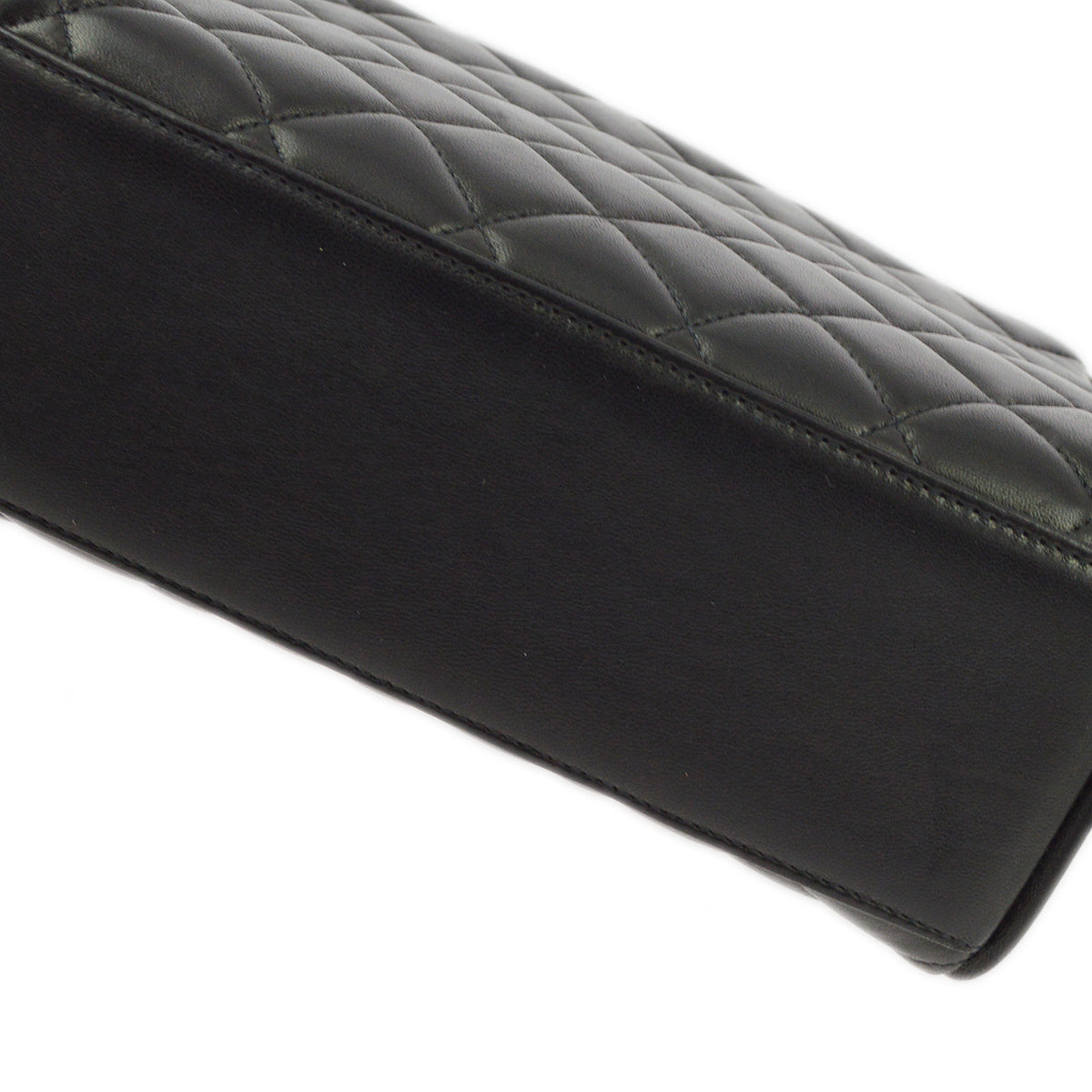 Chanel Black Lambskin Straight Flap Handbag