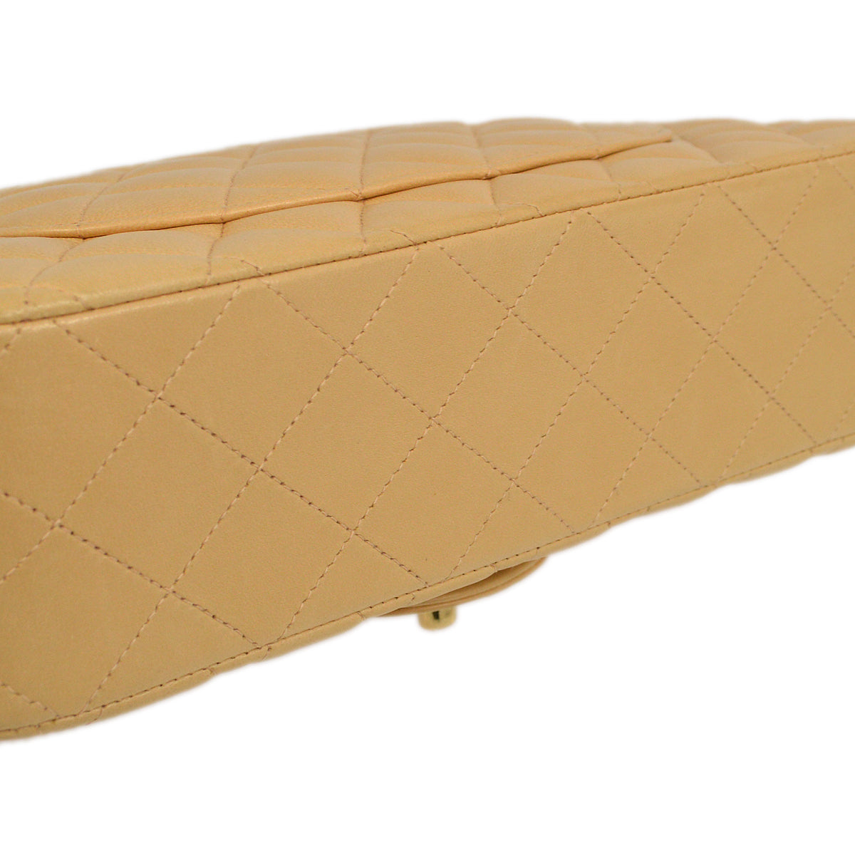 Chanel Beige Lambskin Medium Classic Double Flap Shoulder Bag