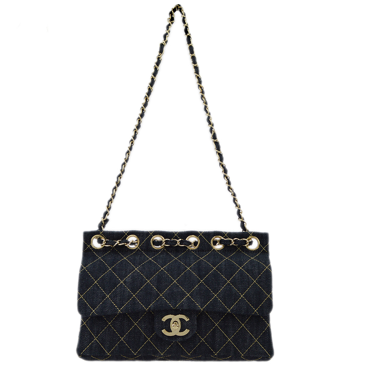 Chanel Blue Denim Chain Shoulder Bag