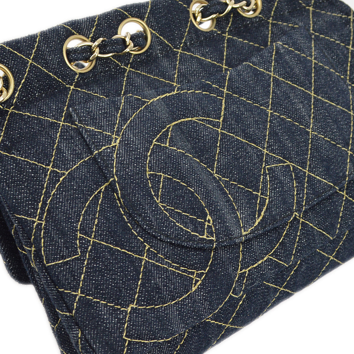 Chanel Blue Denim Chain Shoulder Bag