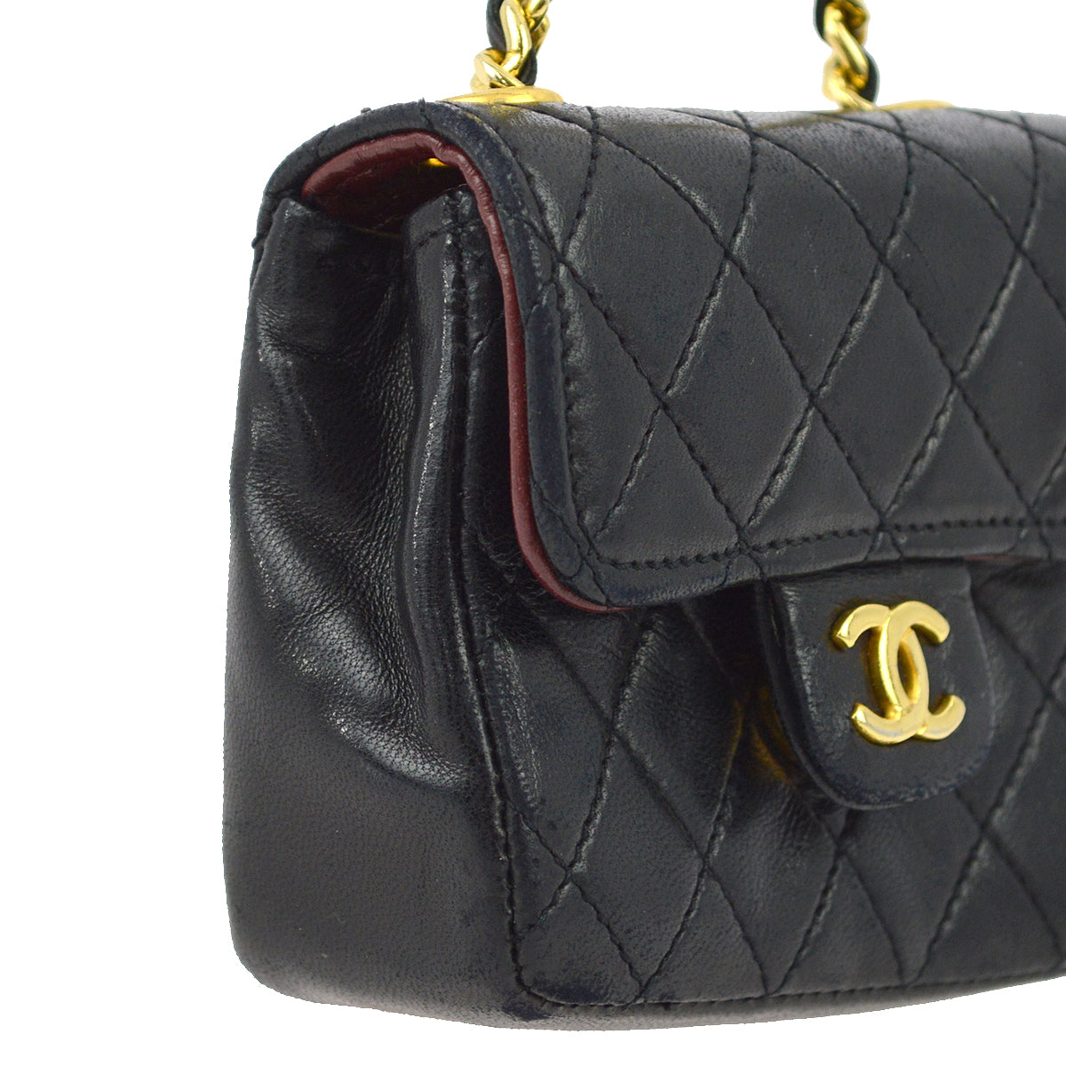 Chanel Black Lambskin Classic Flap Micro Bag
