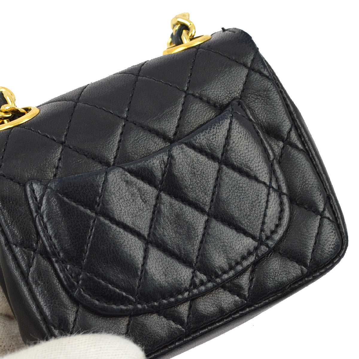 Chanel Black Lambskin Classic Flap Micro Bag