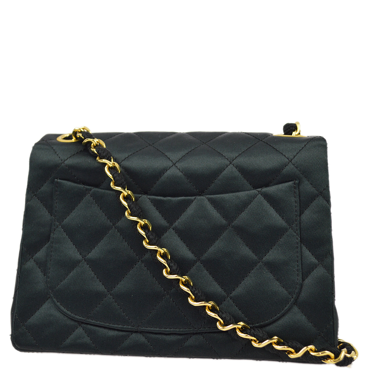Chanel Black Satin Mini Classic Square Flap Shoulder Bag 17