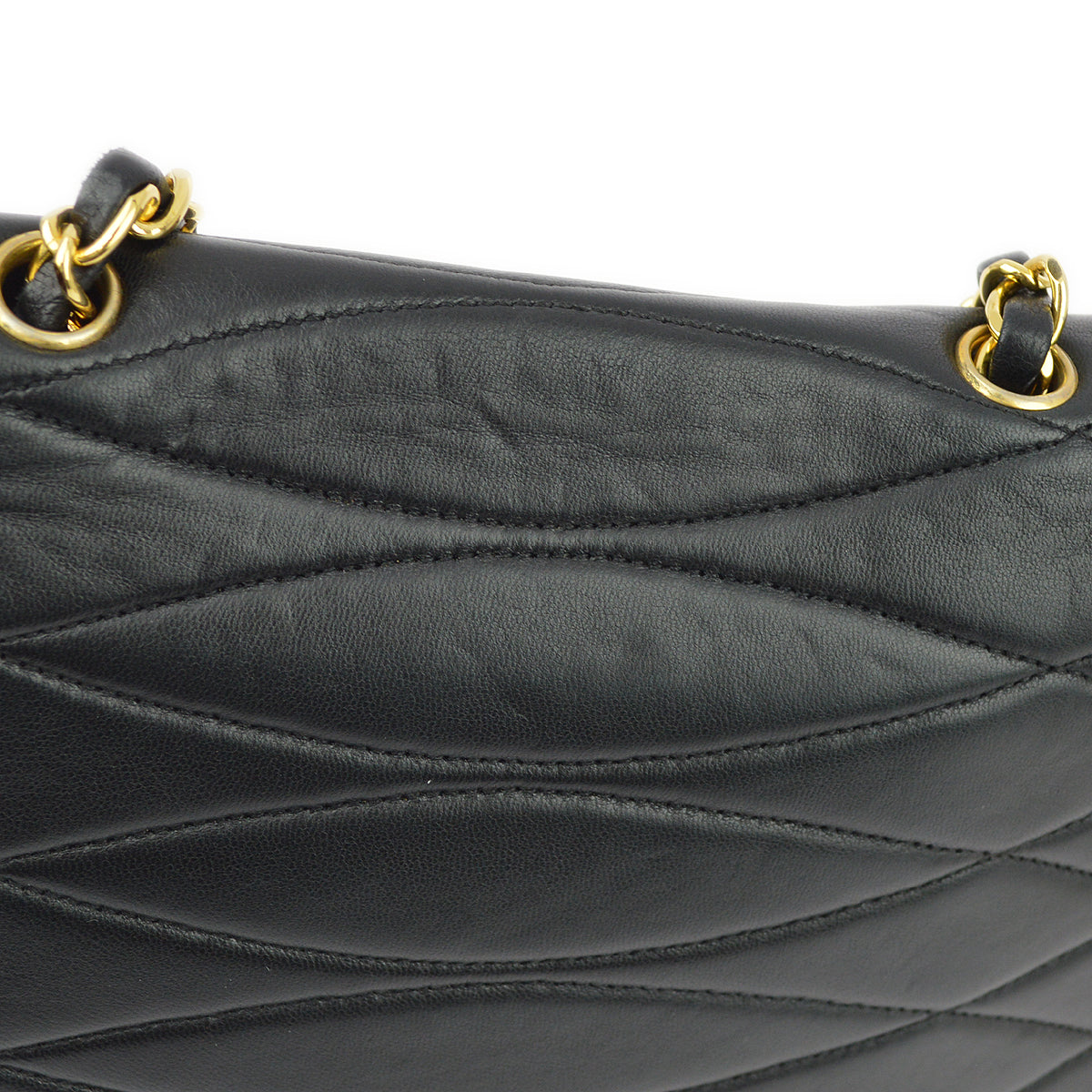 Chanel Black Lambskin Single Flap Shoulder Bag