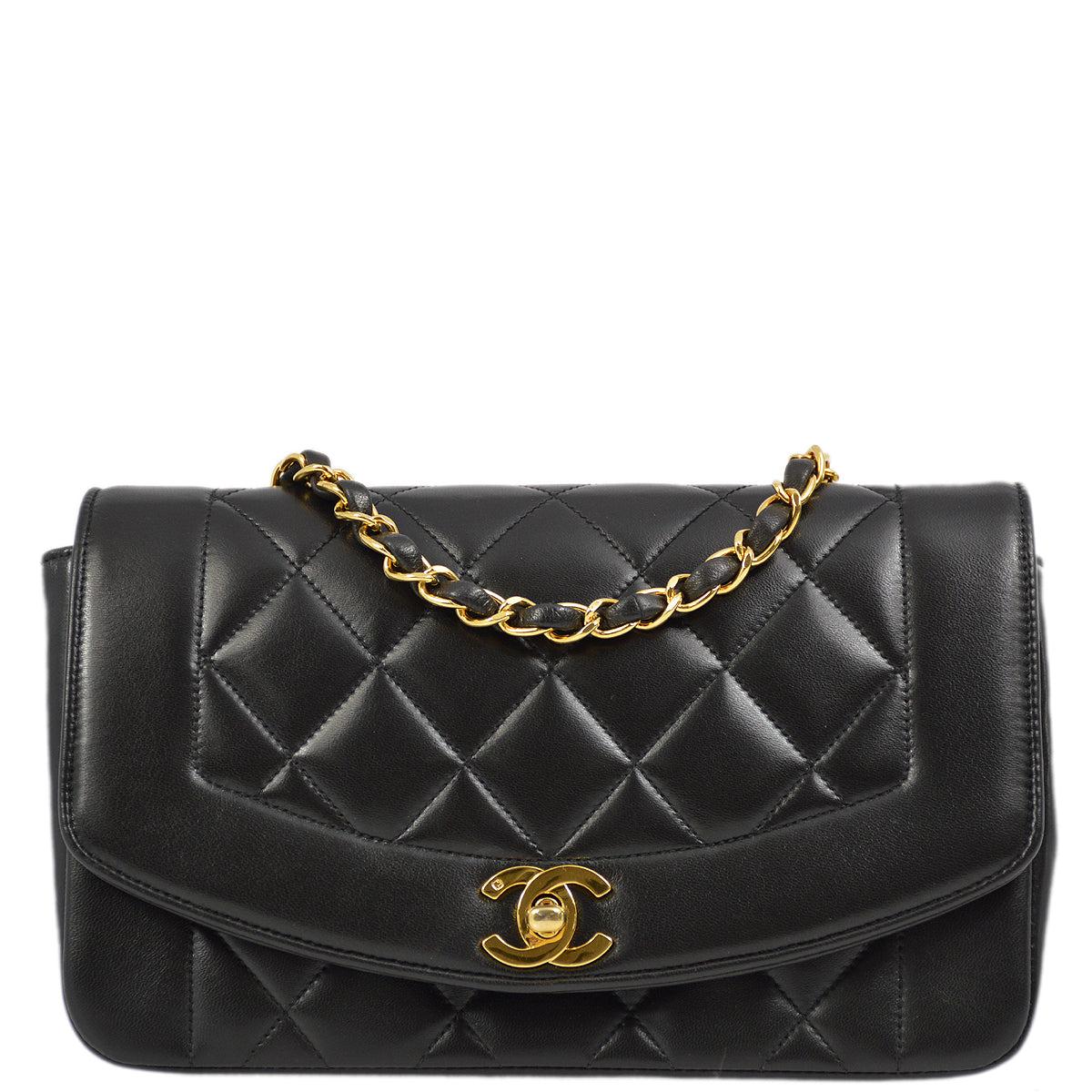 Chanel Black Lambskin Small Diana Shoulder Bag