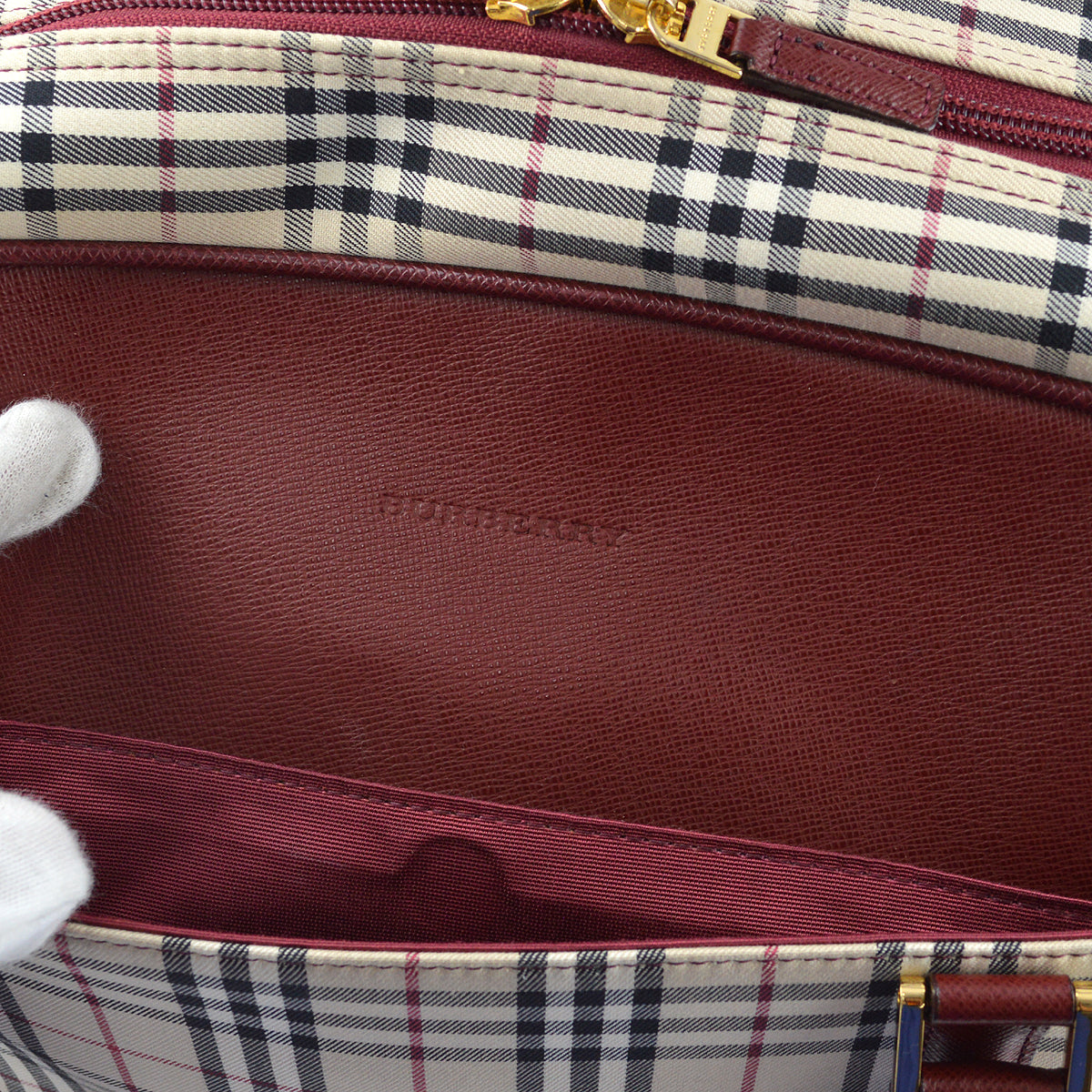 Burberry Beige Bordeaux Check 2way HandBag 181833