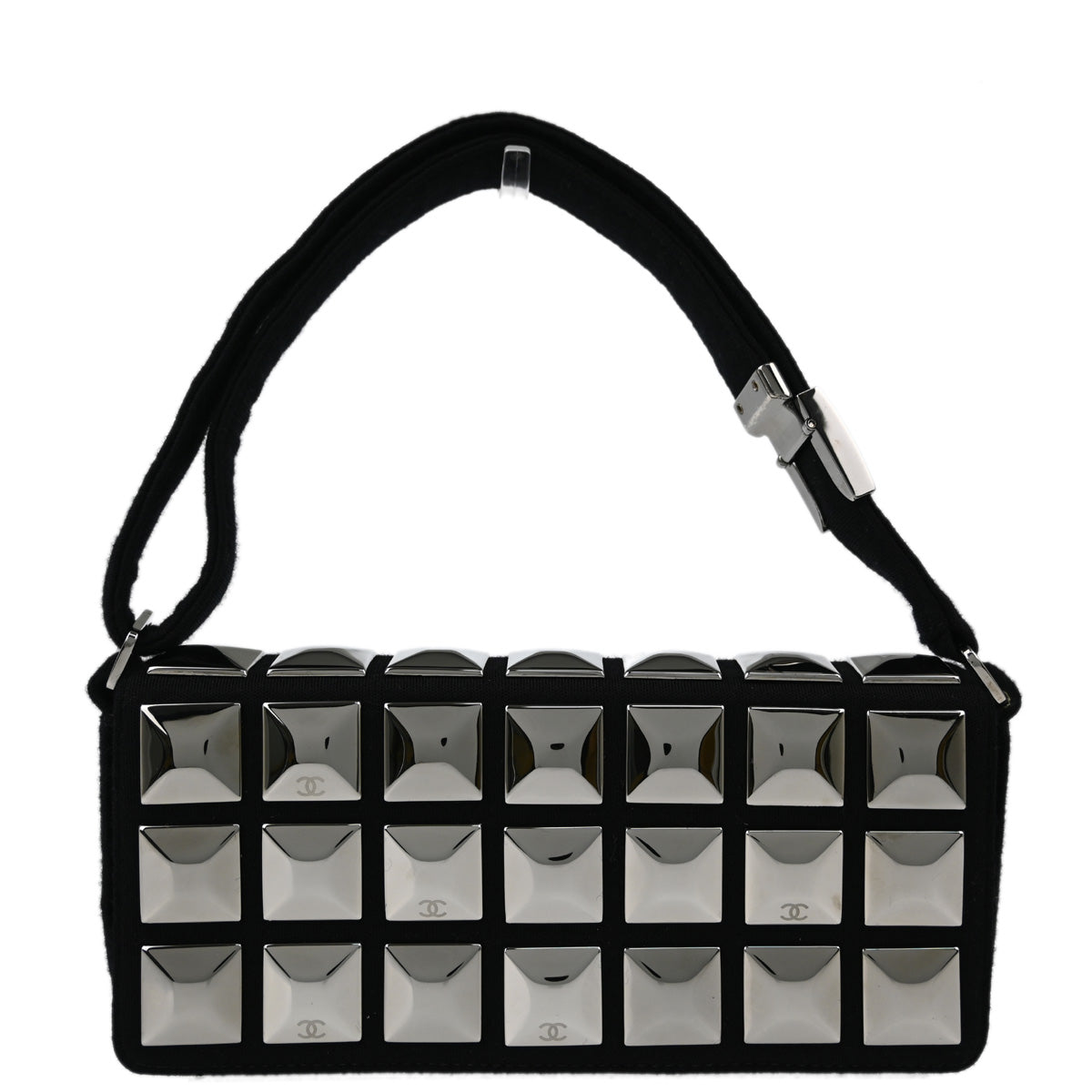 Chanel Black Cotton Ice Cube Shoulder Bag