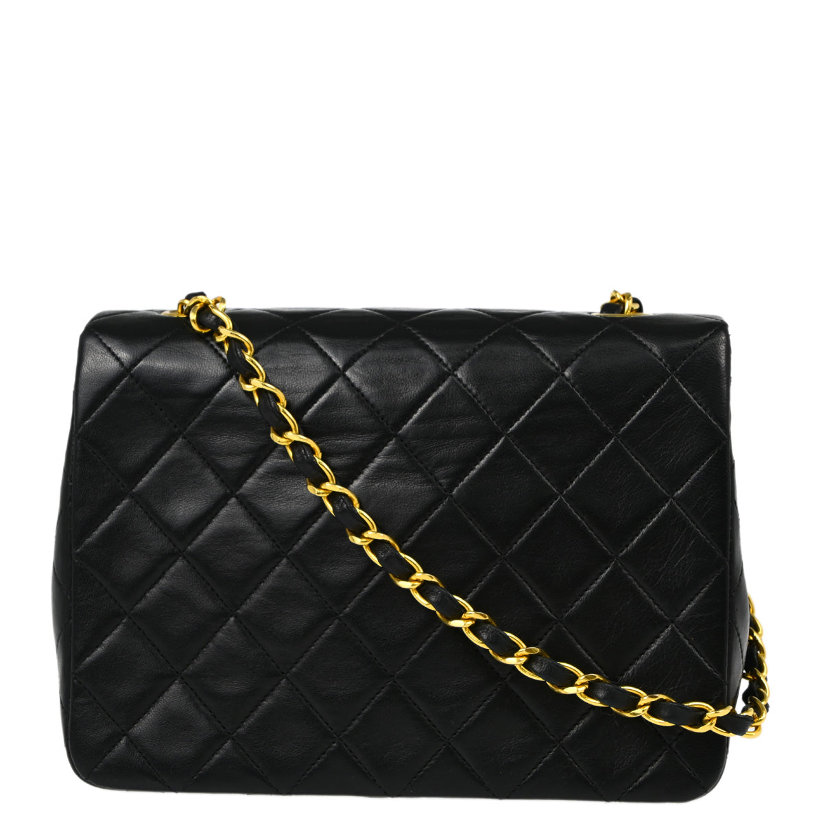 Chanel Black Lambskin Classic Square Flap Shoulder Bag 20