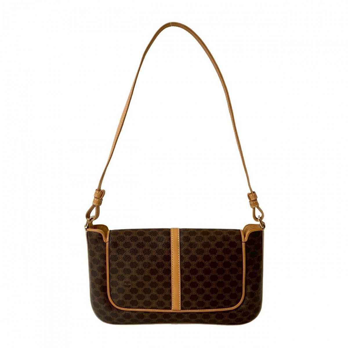 CELINE Shoulder Bag Leather, PVC Brown Macadam Blason Triomphe Pattern Women