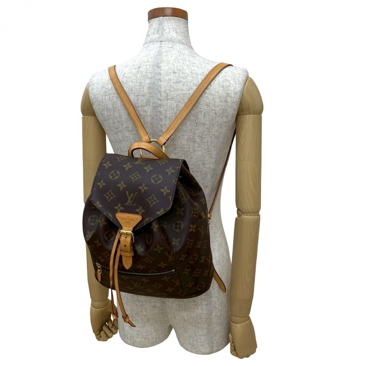 LOUIS VUITTON Backpack leather Brown Monogram Montsouris MM