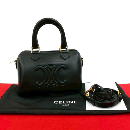 CELINE Shoulder Bag leather black Cuir Triomphe