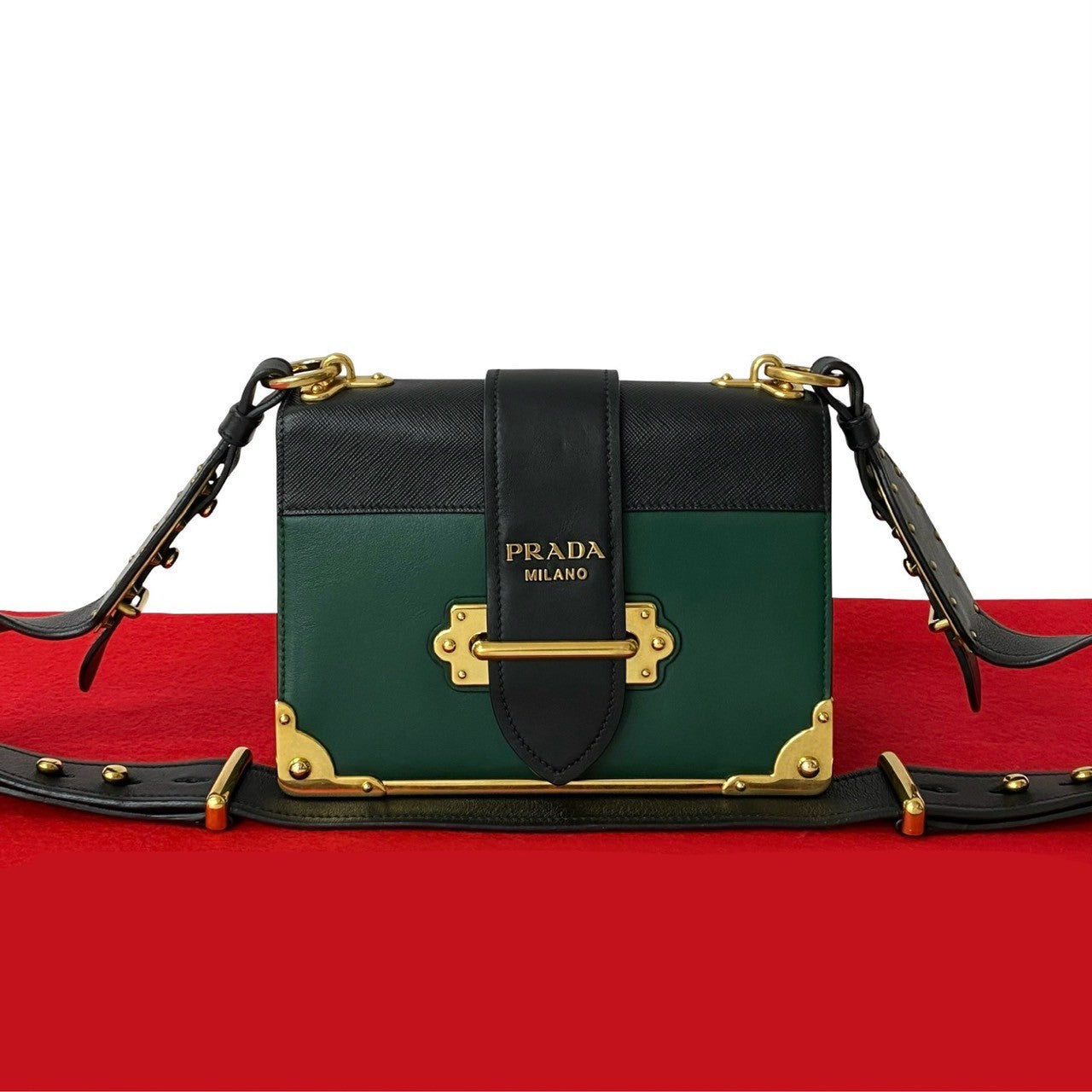 PRADA Shoulder Bag leather green Kaye