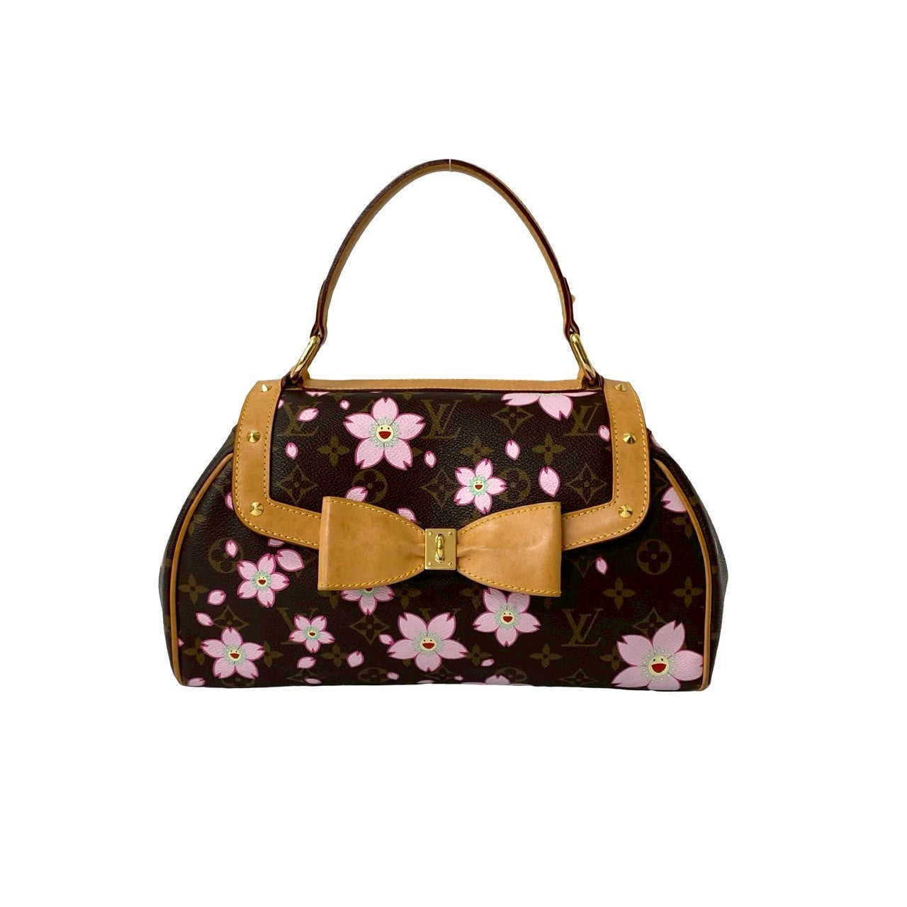 LOUIS VUITTON Handbag leather Brown Monogram Cherry Blossom Sac Retro PM