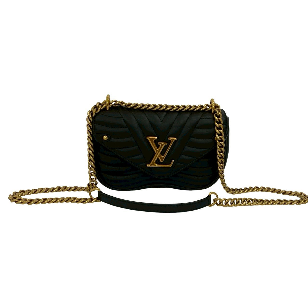LOUIS VUITTON Shoulder Bag leather black New Wave Chain Bag PM