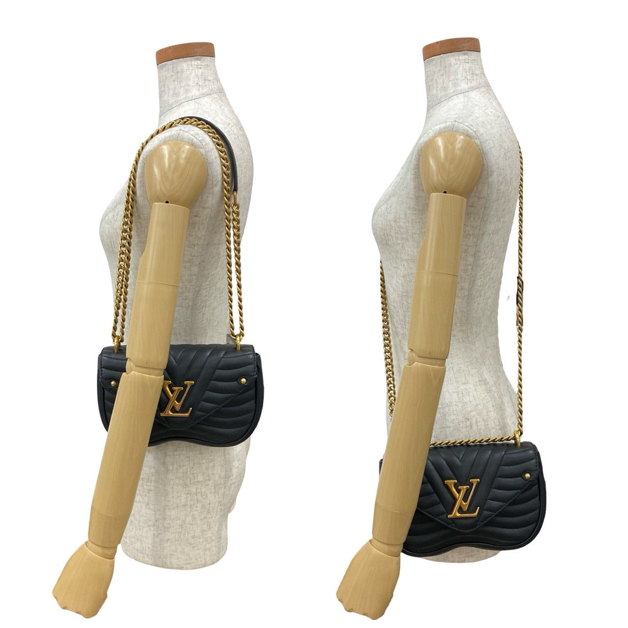 LOUIS VUITTON Shoulder Bag leather black New Wave Chain Bag PM
