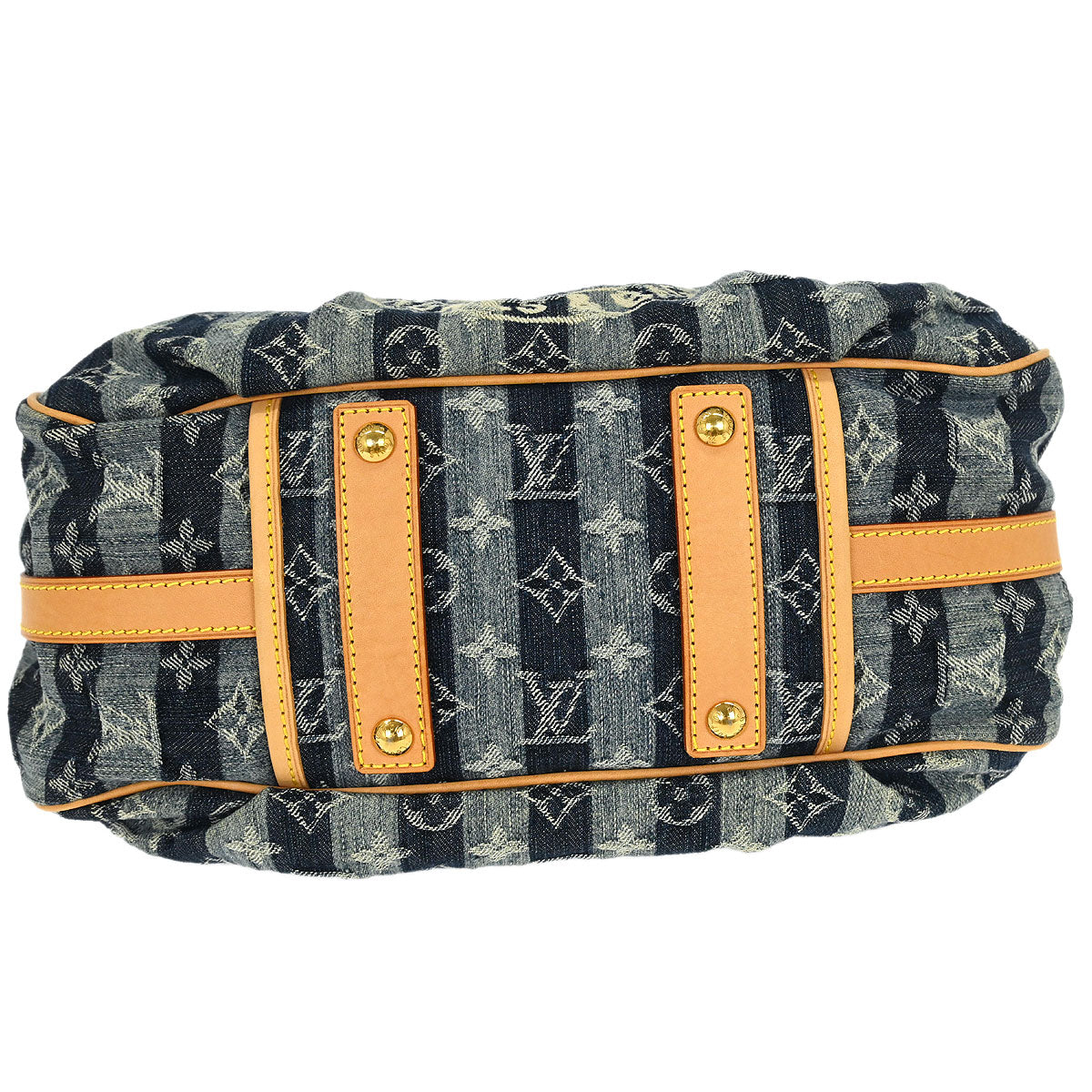 Louis Vuitton 2006 Blue Denim Porte Epol Raye MM Shoulder Bag M95334