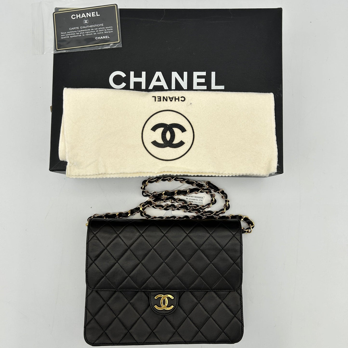 Chanel Black Lambskin Pushlock Small Half Flap Shoulder Bag 1996-1997
