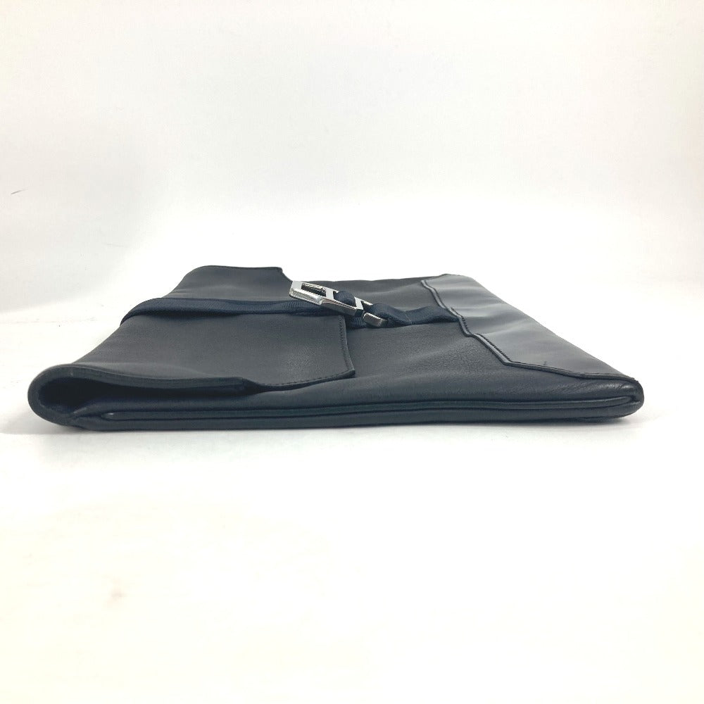 HERMES Clutch bag leather Navy City slide