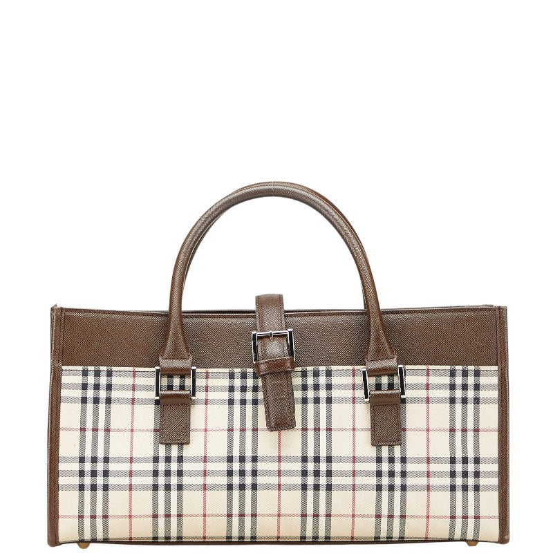 Burberry Nova Check Canvas Leather Handbag