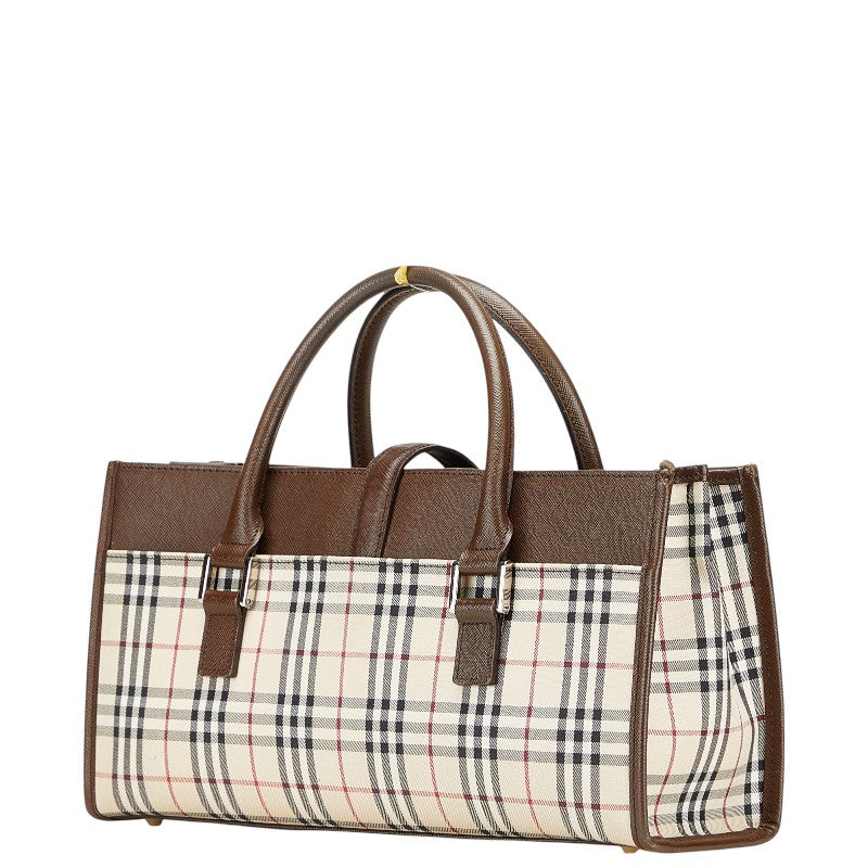 Burberry Nova Check Canvas Leather Handbag