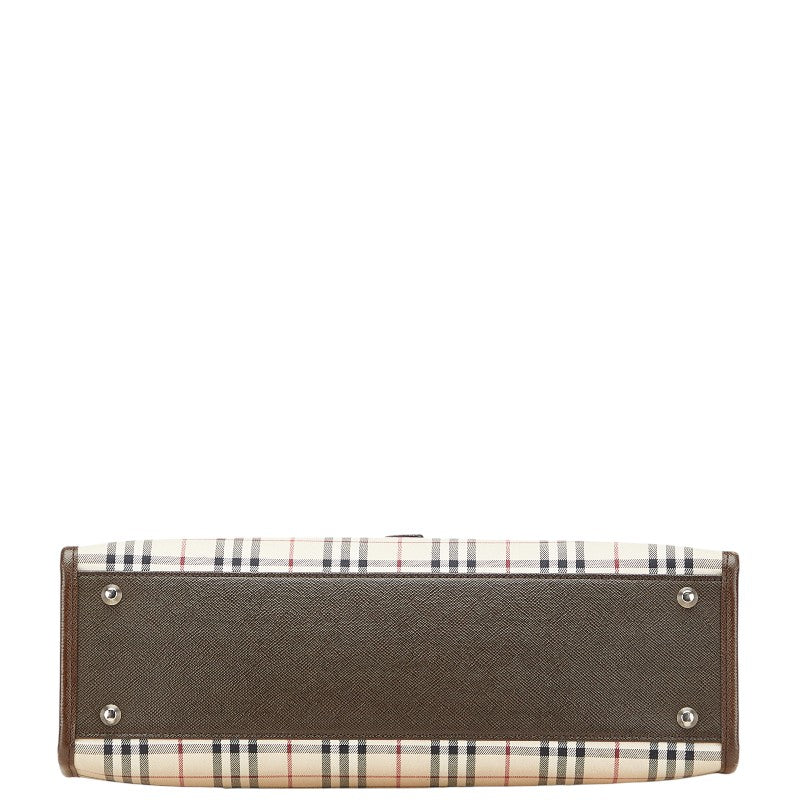 Burberry Nova Check Canvas Leather Handbag