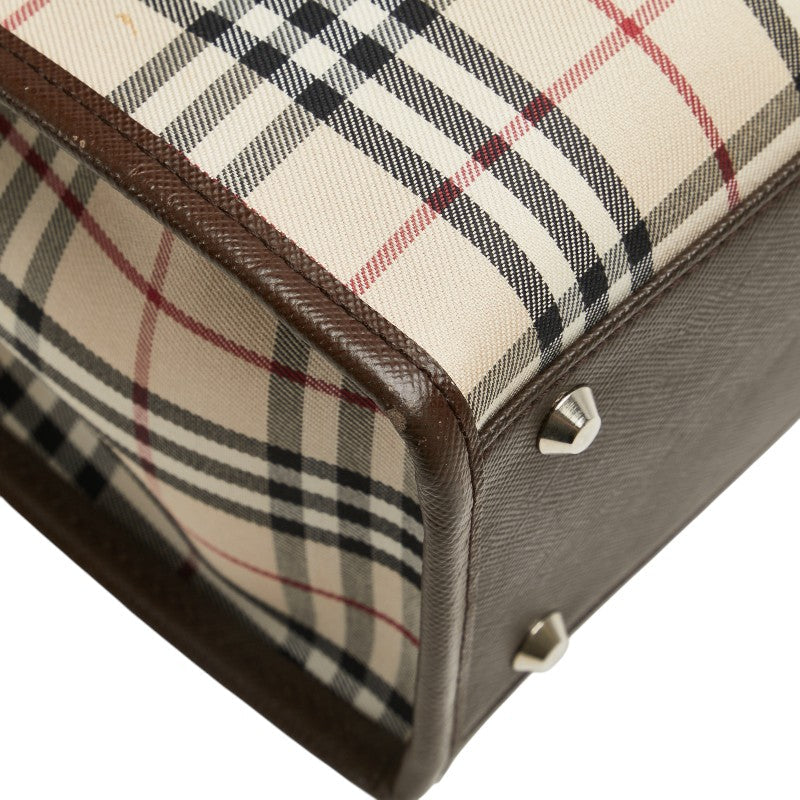 Burberry Nova Check Canvas Leather Handbag