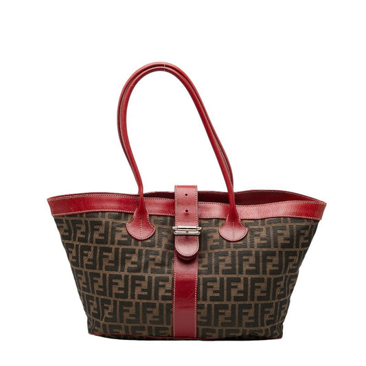 Fendi Zucca Canvas Leather Tote Bag