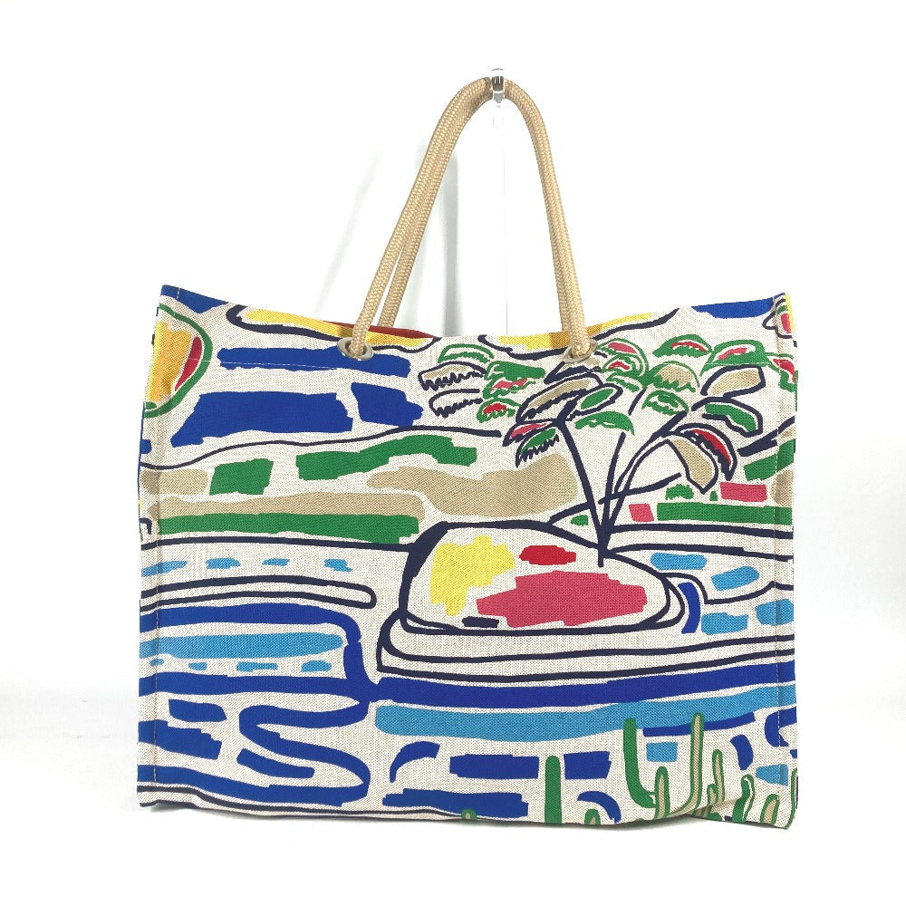 HERMES Shoulder Bag canvas multicolor beach bag bag Farniente Women