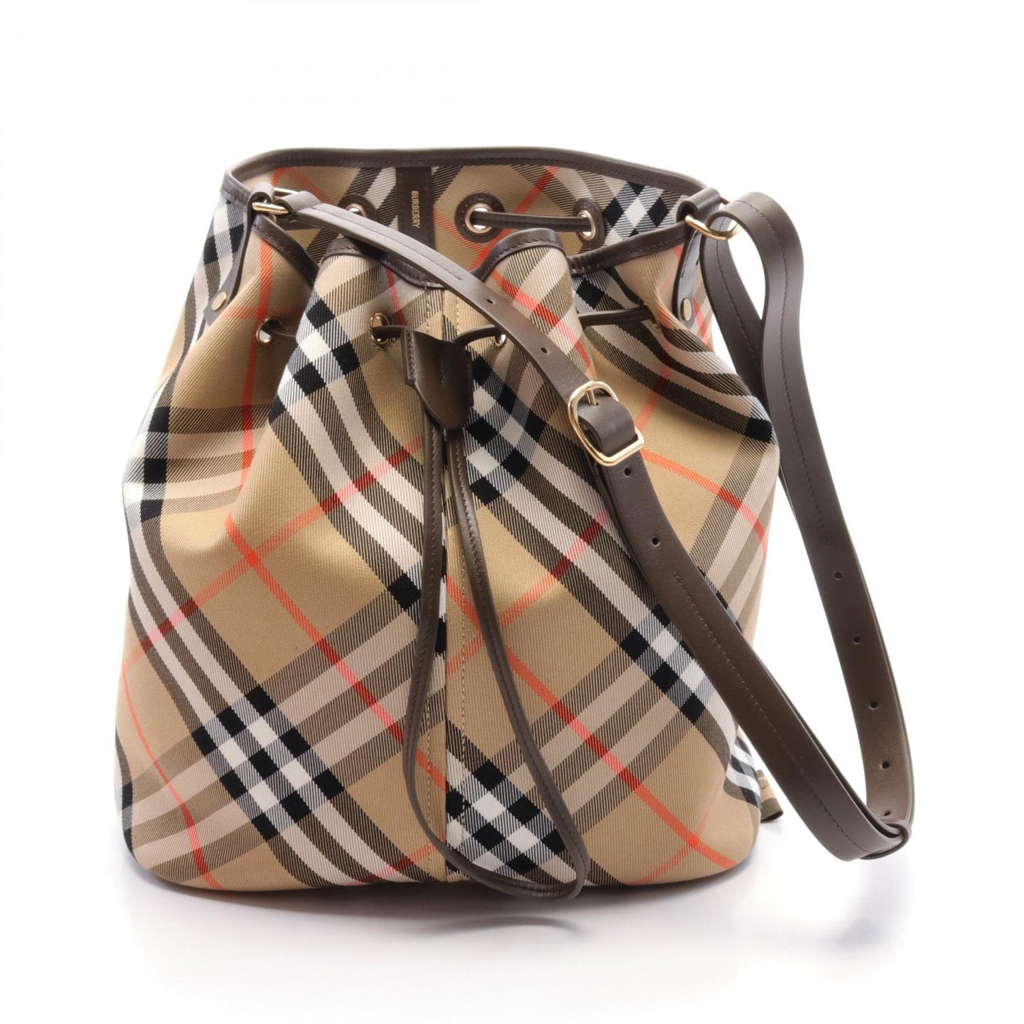 Burberry Check Canvas Leather Shoulder Bag