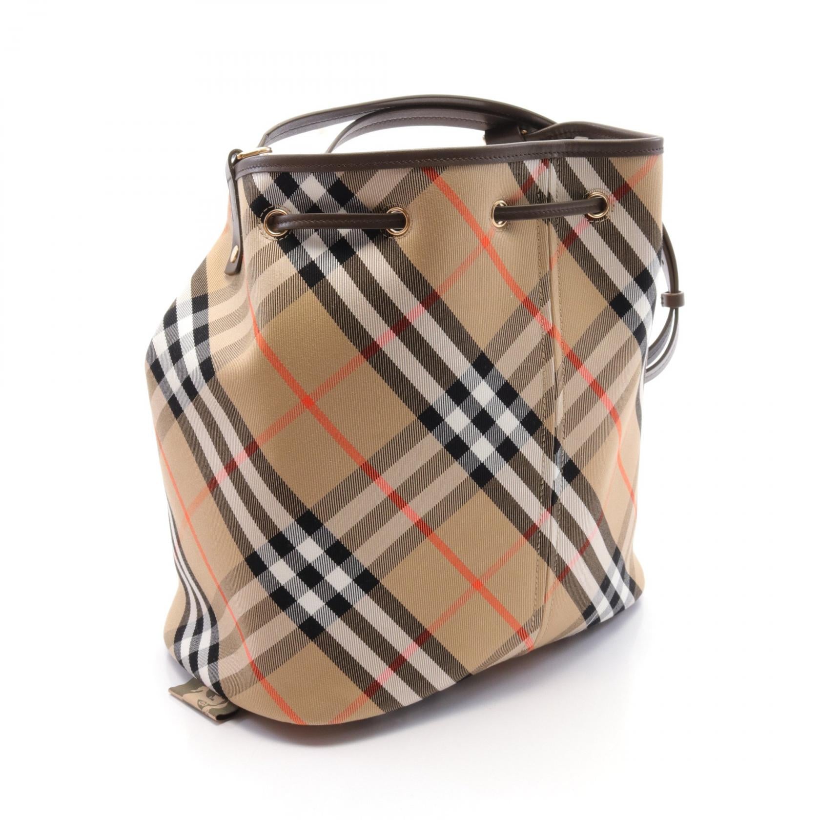 Burberry Check Canvas Leather Shoulder Bag