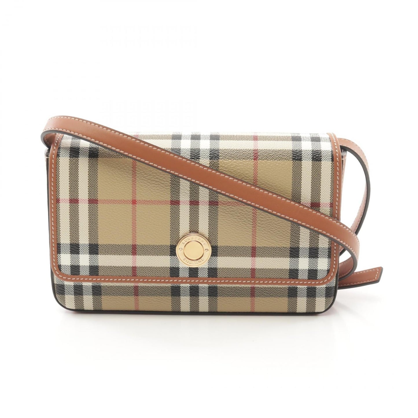 Burberry Check PVC Coated Canvas Leather Shoulder Bag