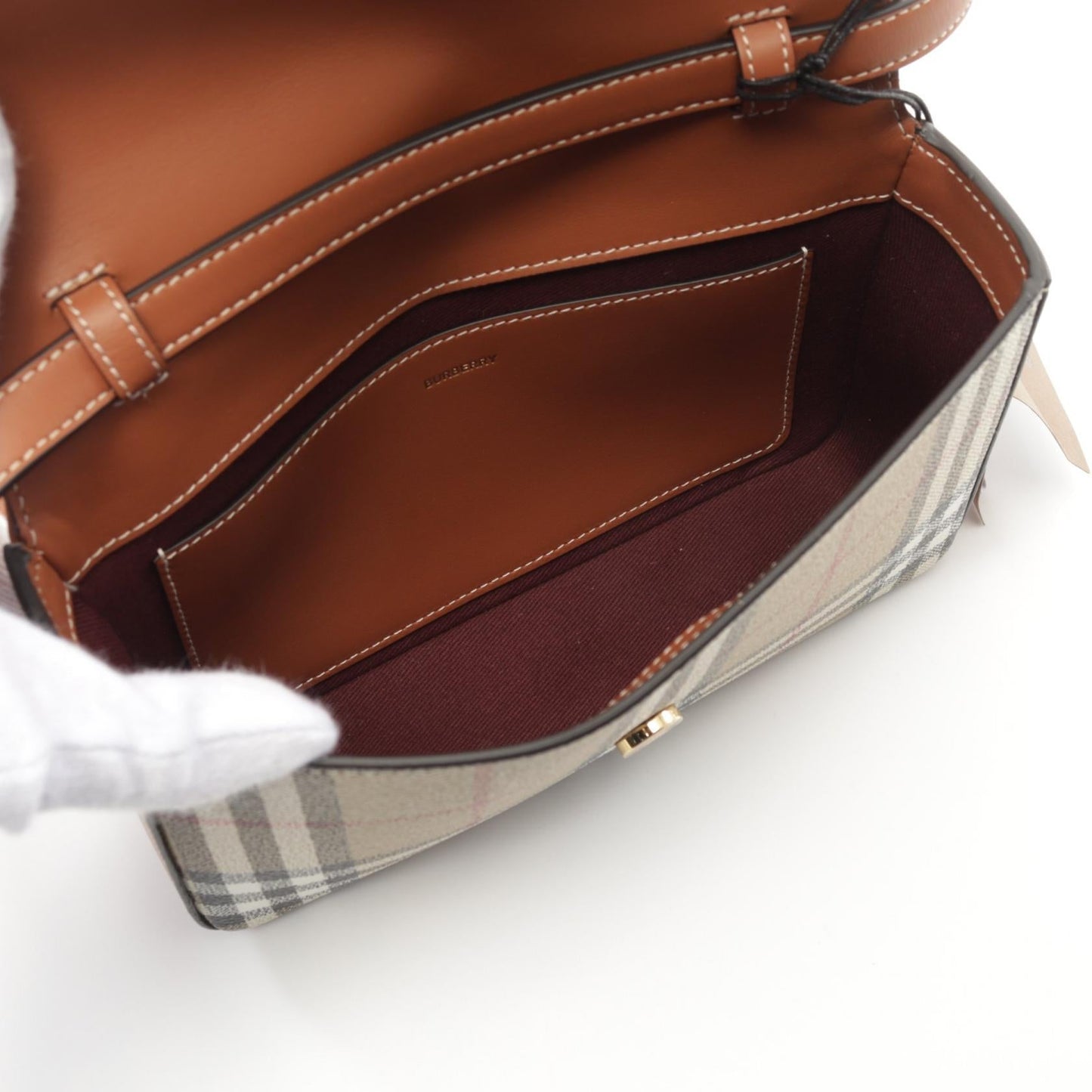 Burberry Check PVC Coated Canvas Leather Shoulder Bag