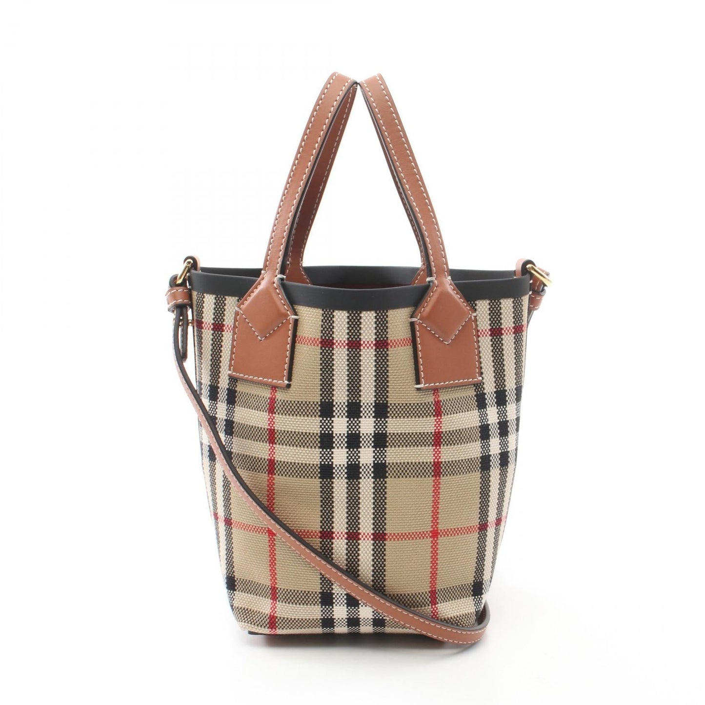 Burberry Mini London Check Canvas Leather 2way Tote Bag