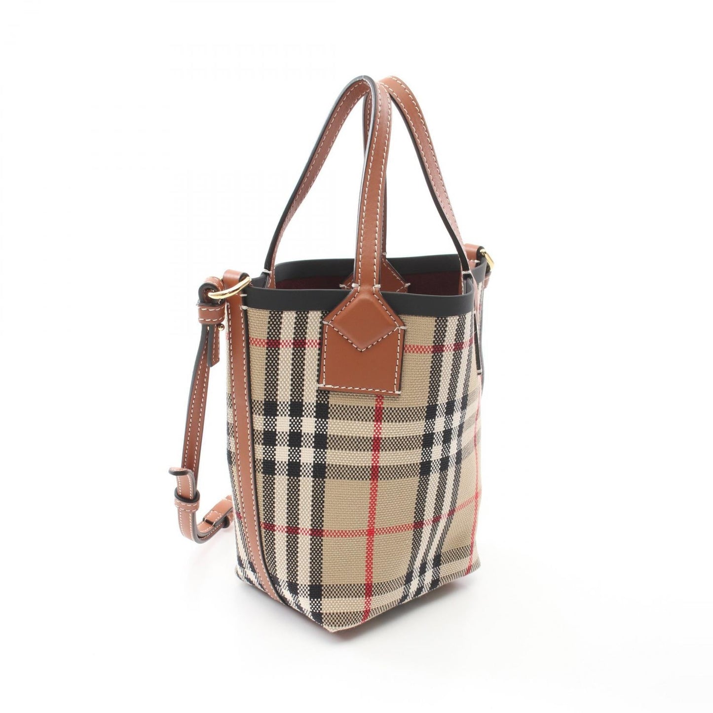 Burberry Mini London Check Canvas Leather 2way Tote Bag