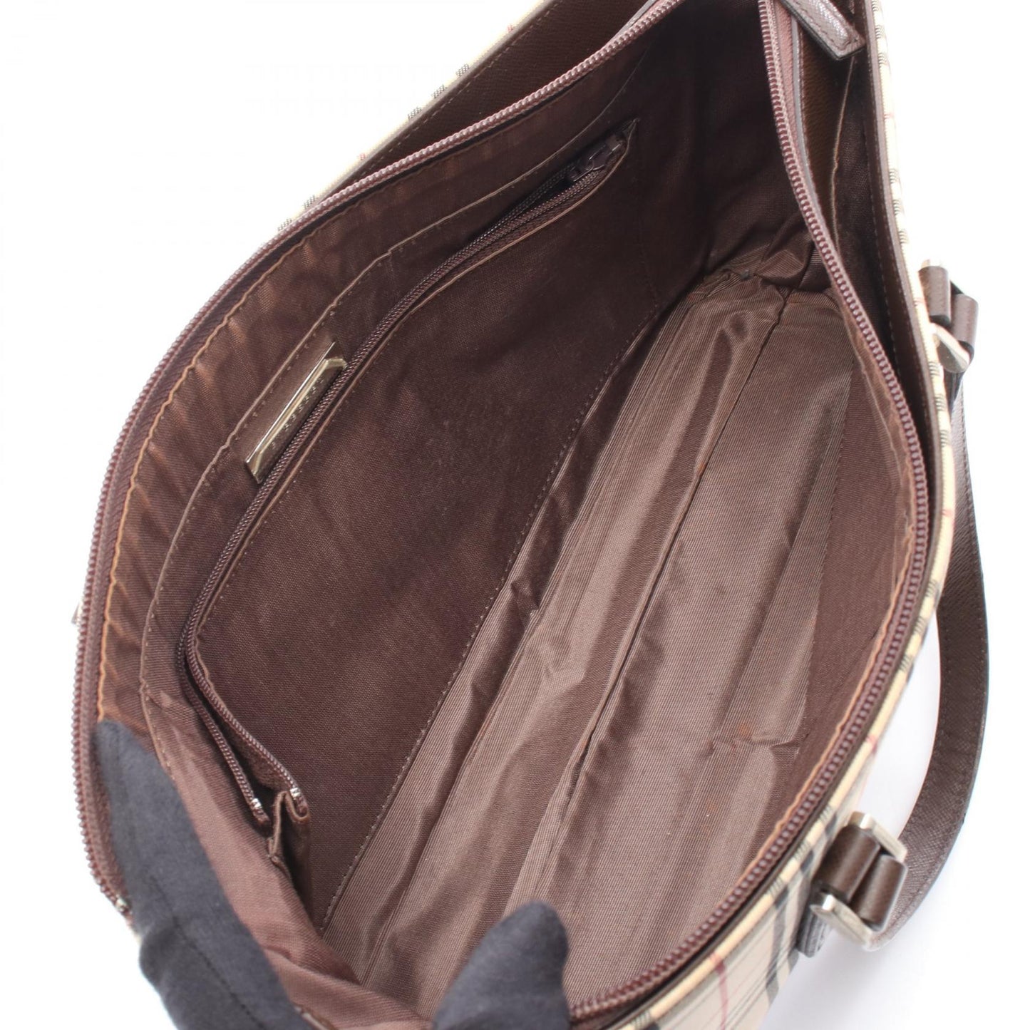Burberry Nova Check Canvas Leather Handbag