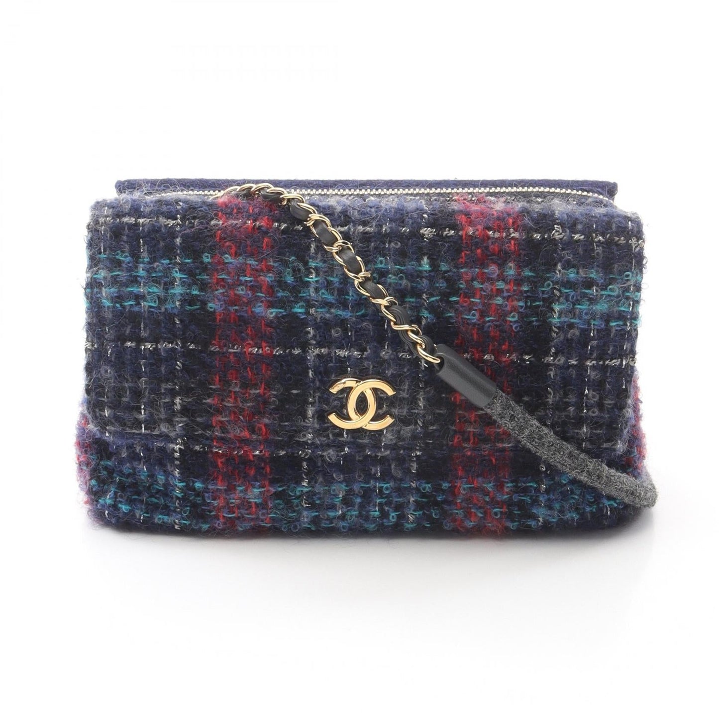 Chanel W Flap Leather Fabric Shoulder Bag