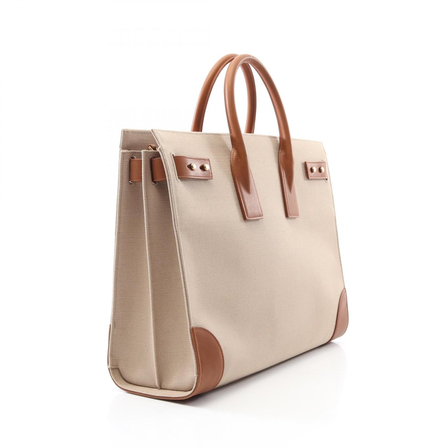 Saint Laurent Sac de Jour Thin Large Canvas Leather Tote Bag