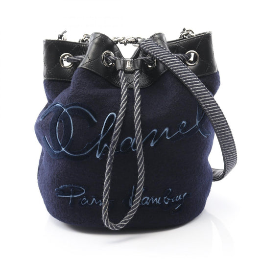 Chanel Embroidery Wool Leather Shoulder Bag