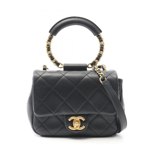 Chanel Top Handle Matelasse Lambskin 2way Shoulder Bag