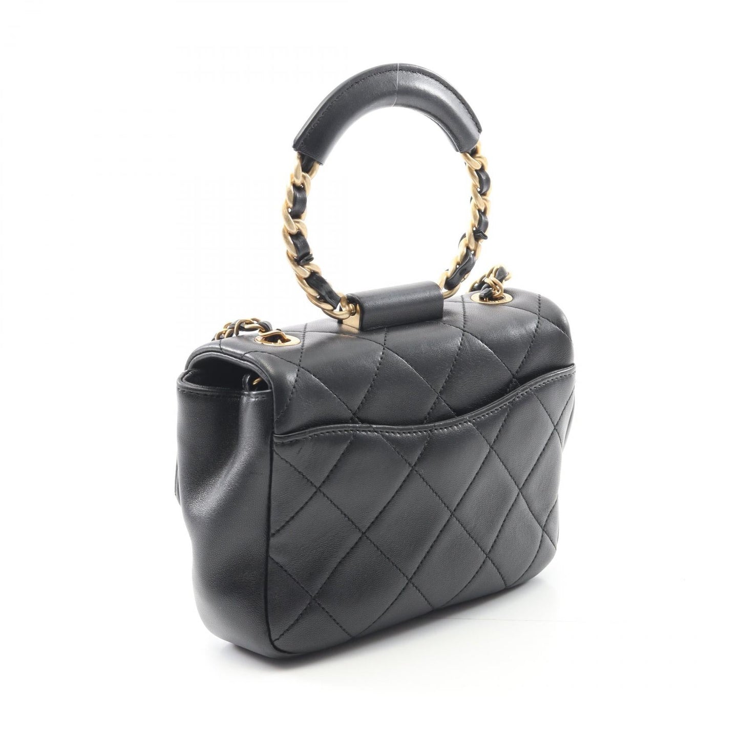 Chanel Top Handle Matelasse Lambskin 2way Shoulder Bag