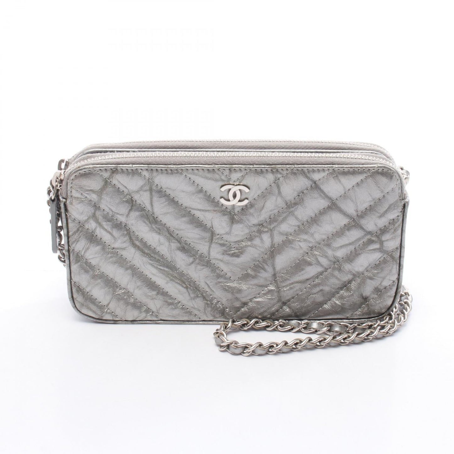 Chanel Chevron V Stitch Leather Shoulder Bag