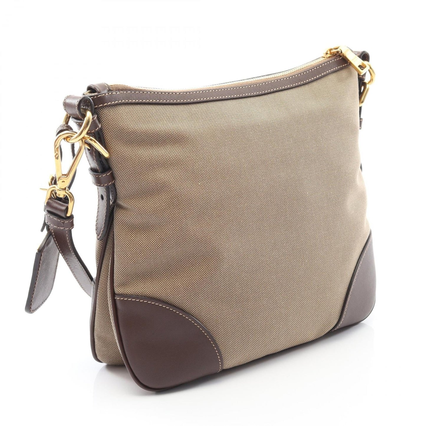 Prada LOGO JACQUARD Canvas Leather Shoulder Bag