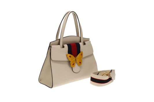 Gucci Butterfly Ivory Leather Tote
