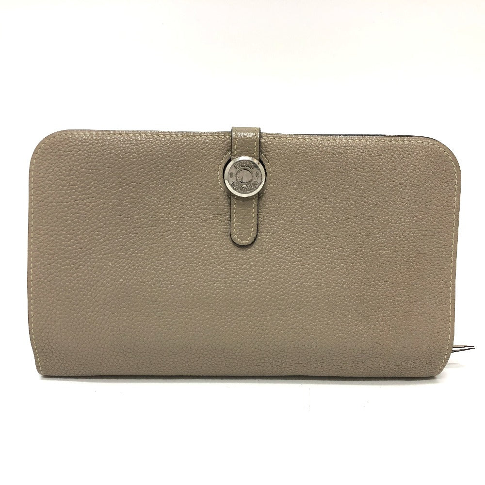 HERMES Long Wallet Purse Togo beige Dogon GM Women