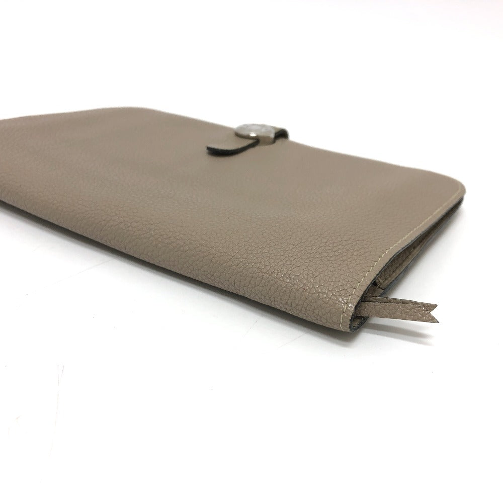 HERMES Long Wallet Purse Togo beige Dogon GM Women