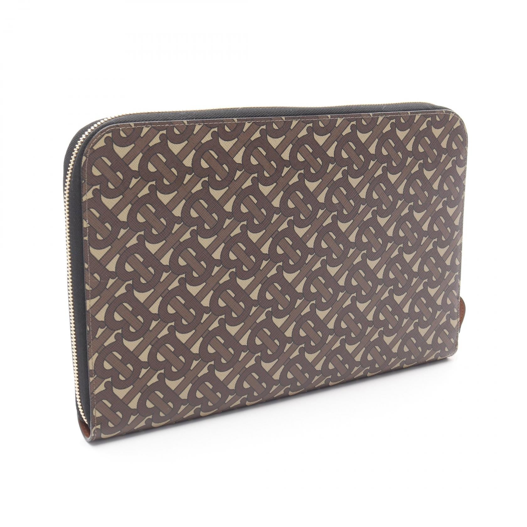 Burberry TB Monogram PVC Coated Canvas Leather Clutch Bag