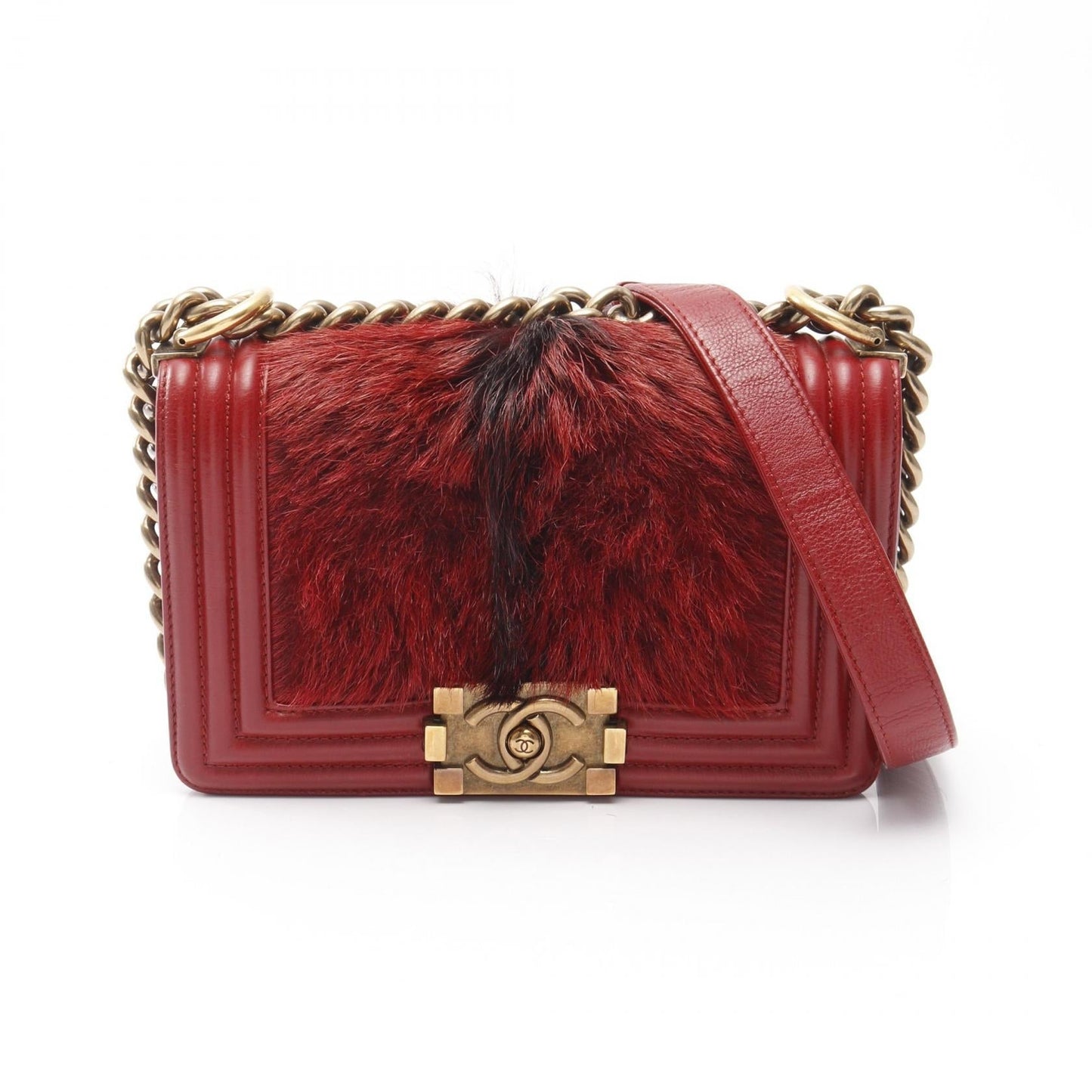 Chanel Boy Chanel Leather Fur Shoulder Bag