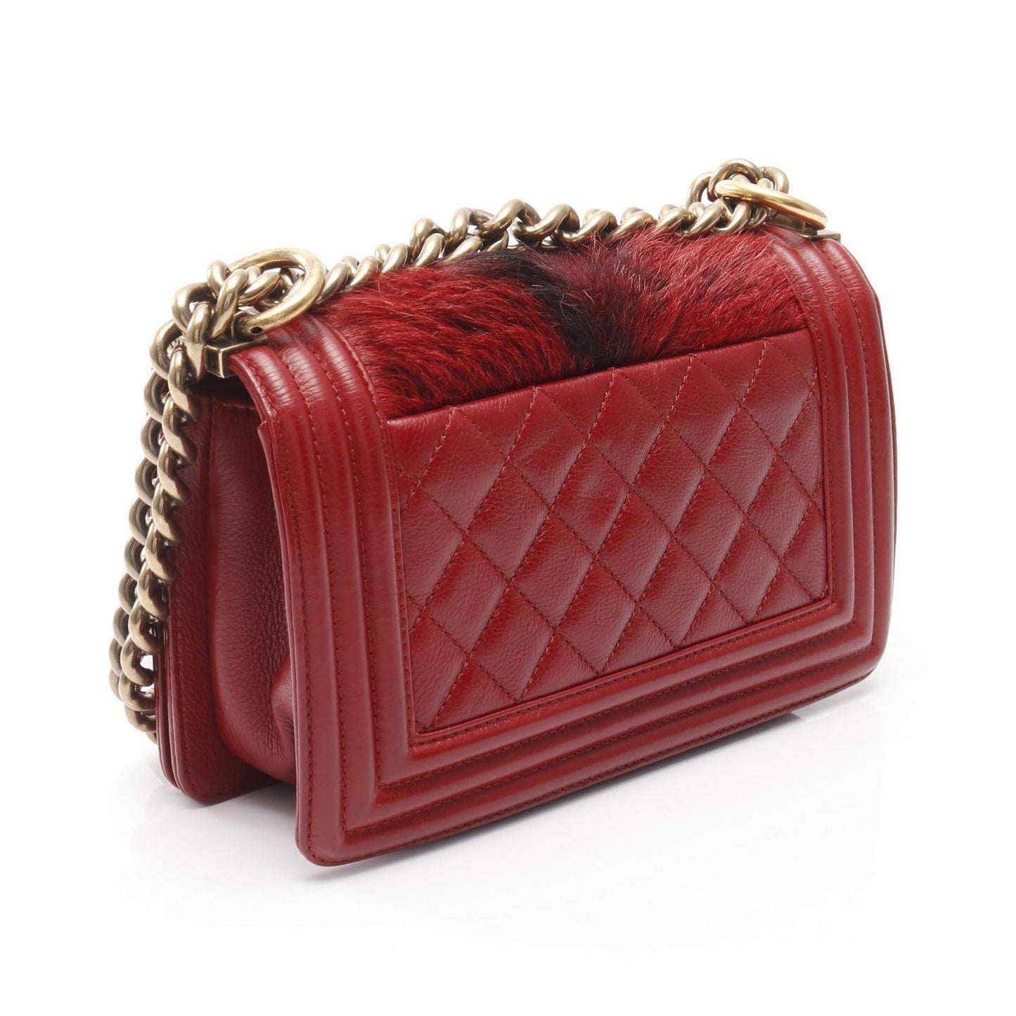 Chanel Boy Chanel Leather Fur Shoulder Bag