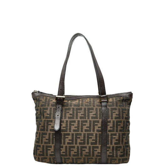 Fendi Zucca Canvas Leather Handbag