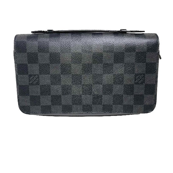 LOUIS VUITTON business bag N41503 Damier Grafitto Canvas Graphite Long Wallet Purse Damier Grafitte Zippy XL mens